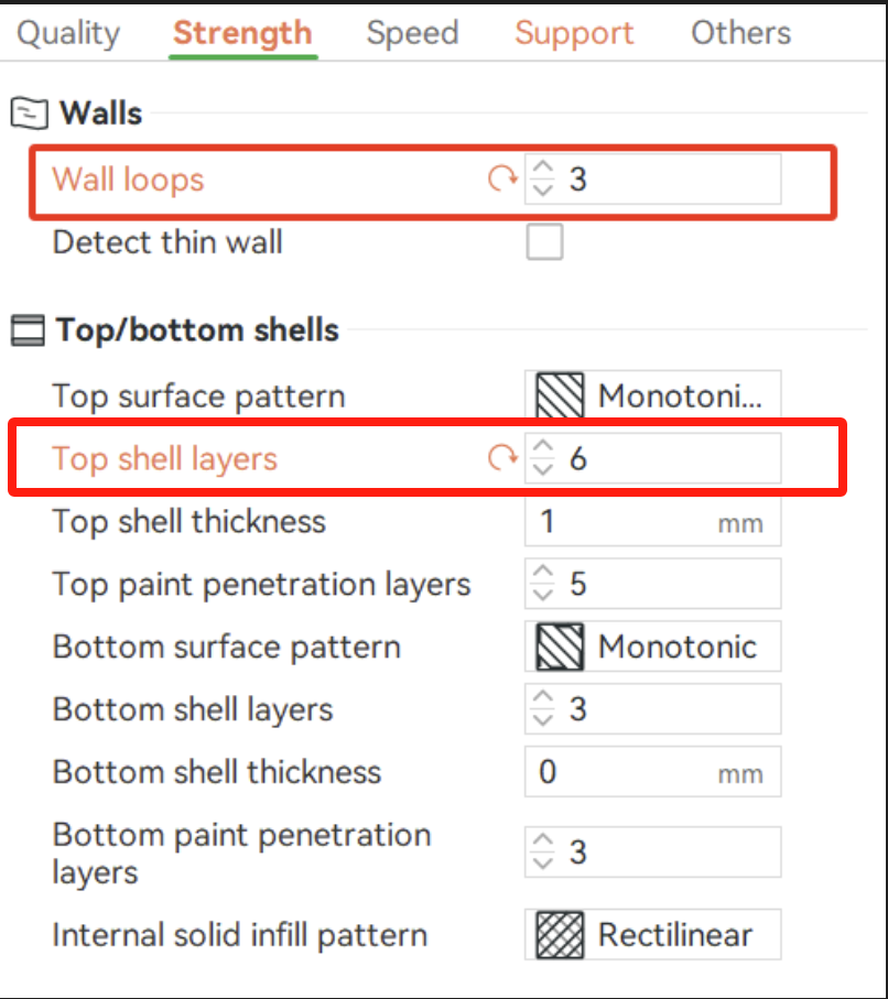 Waterproofing settings